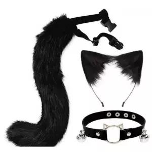 구미호꼬리 코스프레 여우 고양이귀 머리띠 오렌지 꼬리 세트