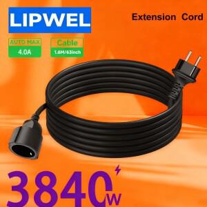 LIEL 11.835710m 연장 코드 MAX 4.0A 3840W 전력 용량 가정사무실 전기 기기용 헤비 듀티 블랙 케이블
