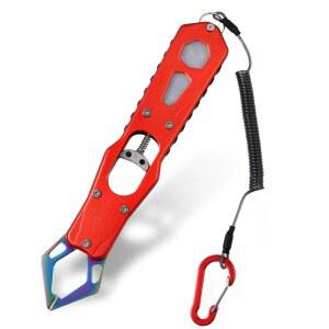 SPEEDWOX 9인치 금속 물고기 립 그 낚시 제어 도구 헤비 듀티 스테인리스 스틸 그리버 알루미늄 손잡이 그립 쉬운 잡기 및 해제, 잡은 물고기를 위한 후크 제거 홀더