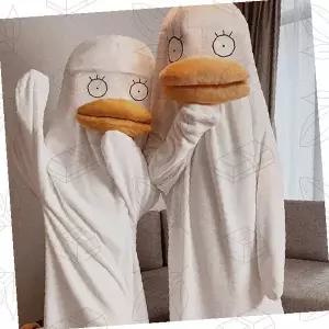 오리 캐릭터 원피스 잠옷 동물 후드 파자마 겨울 홈웨어 커플 실내복 수면복