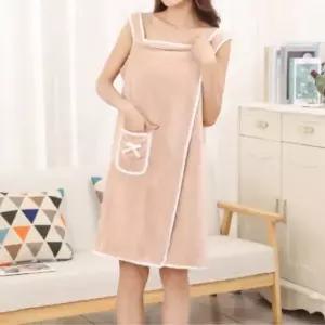 극세사 원피스형 샤워가운 베이지 색