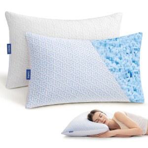 puredown 쿨링 베개 퀸 2개 폼 세트 탈착식 분들을 커버 수면용 메모리 침대 사이즈 잠자는 지퍼