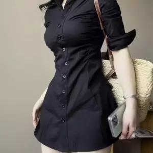 디테일 숏 셔링 원피스 셔츠형 사이드 미니