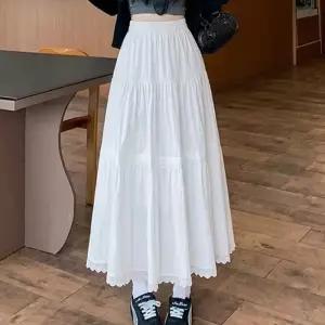 여성 레이스 롱스커트 화이트 DHH-A97 플레어