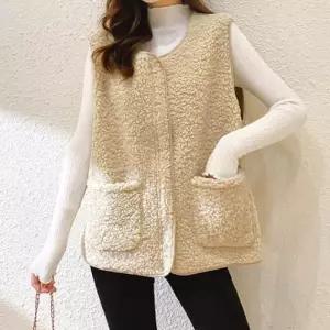 양털 겨울 베스트 앞지퍼 단정해보이는 조끼 뽀글이 라운드넥 아우터