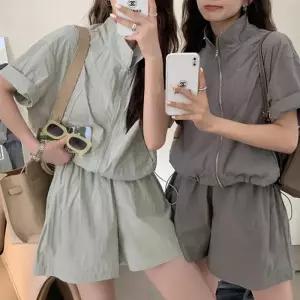 캐주얼 4컬러 아노락 집업세트 반팔 NM-0224