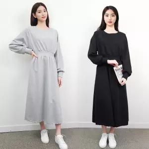 A라인 빅사이즈 가을 긴팔 맨투맨 롱원피스 간절기 봄 원피스 루즈핏