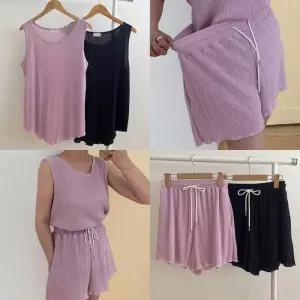 빅사이즈투피스 V206L509 잔주름민소매숏팬츠세트 MO (41113969A)