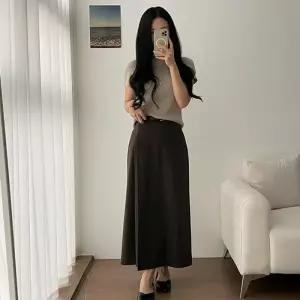 포근 사이드집업 베이직 롱치마 벨트set  도톰 3color 롱스커트 플리츠 페미닌