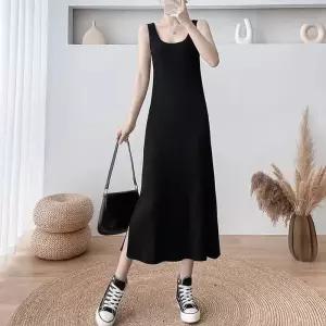 롱 슬림골지원피스 슬림 민소매골지원피스 원피스 골지 데일리 나시원피스 민소매 여