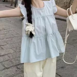 파스텔톤 썸머 반팔티 블라우스 시원해보이는 발랄한 패션