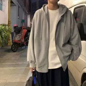 학생 남자후드집업 무지 기모 후드집업 기 학교 무지후드 오버핏 기본 사무실 남여공