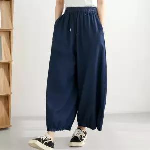 여성 핀턱 항아리 와이드핏 끈밴딩 스판 커버업 청바지