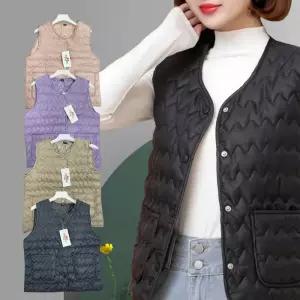 브이넥조끼 물결경량패딩조끼 라운드 경량 여자조끼
