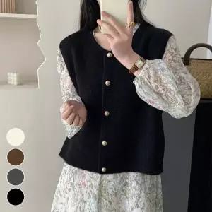 여성 여성베스트 가디건 조끼 예쁜 봄 금장버튼 겨울
