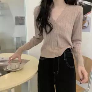 11color SL-1004574 모던 브이넥 가디건 골지 니트