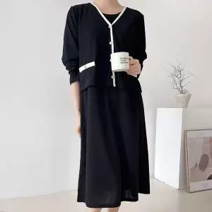 [하프클럽/]빅사이즈 603 배색아웃배색원피스세트 DBSU057