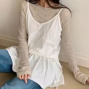 [하프클럽/]여자 레이어드 끈나시 플레어 리본 이너 미니원피스