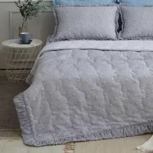 보홀 리플 여름 그레이 누비 아사 퀸 이불 프릴장식