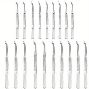 10개입 스테인리스 스틸 핸드 핀셋 위한 내구성 공예 그립을 톱니 금속 도구 있는 실험실 플라이어 정밀한 모양