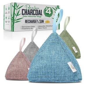 대나무 숯 공기청정기 봉투 4팩 각각 200그램 자동차 반려동물 및 옷장용 활성탄 냄새 흡수제 가정용 천연 프레시너 재사용 가능한 디자이너 색상 DS-DW DS-4U