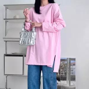 [하프클럽/]여자 빅사이즈 슬릿 언발 레이어드 쭉티 긴팔 티셔츠