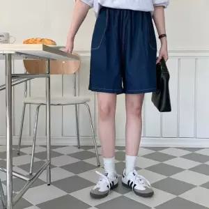 카니슈 밴딩 스티치 5부 데님 팬츠