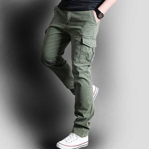 [카고바지]봄 추가 남성 카고 면 청바지 작업복 배기 조거 스판 건빵 남성 밴딩