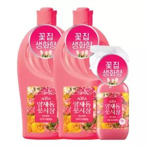 아우라 퍼퓸캡슐 섬유유연제 양재동꽃시장 1L 2개 + 퍼퓸탈취제 양재동꽃시장 490ml