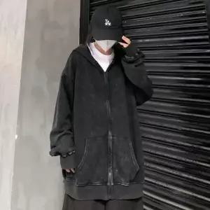 슬램덩크 남성용 빈티지 집업 가디건 카디건 커플 워싱 후드티 상의 HO1