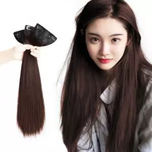 헤어 부분 빨간색 가발 피스 3개 똑딱이형 브라운붙임머리 염색 하니스여자 레드 장모 여신 앞머리 풍성한