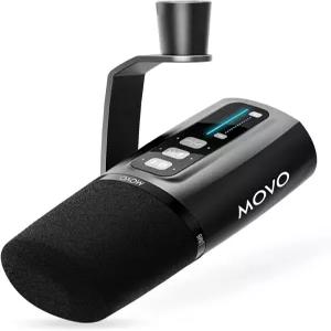 게인캐스트 프리앰프가 내장된 Movo UM6 다이내믹 팟캐스트 마이크 - XLR 및 USB C 출력 게임 스트리밍