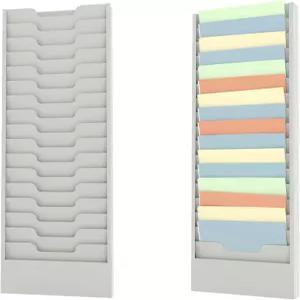 OSKIE 벽걸이 파일 정리함 16 포켓 문서 홀더 금속 구조 회색 흰색 파우더 코팅 14x3x46H 인치