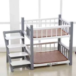 강아지 2층침대 하우스 사다리 침대 애견 복층 원목