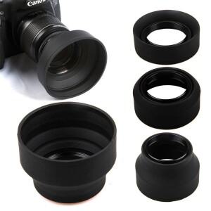 3in 1 접이식 고무 렌즈 후드 49mm 52mm 3단계 (소니호환 캐논호환 니콘 호환 카메라용)