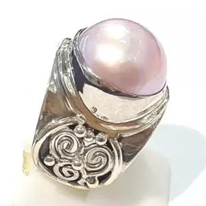 [블루케이] A급엔틱 핑크마베진주 원석반지210815-05n