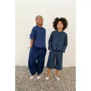 ZARA 100% 린넨 피터팬 칼라 셔츠 - 블루 {QHJ}