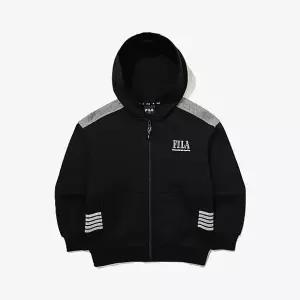 휠라키즈후드집업 TQJ FK2FTG1601M-BLK 배색 절개 후드집업