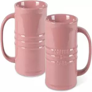 프린지 스튜디오 스톤웨어 기념품 조각 톨 머그 COFFE CATS 3.35 DIA X 4.5 H 14 fl.oz 블러셔 색상