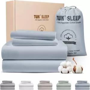 TWK 1200 TC 100 이집트 롱스테이플 면 침구 세트 탄력 강화 솔기 시트 세트가 있는 럭셔리 호텔 스타일 딥