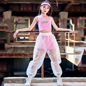 댄스복 방송 아이돌 무대 의상 발표회재즈 현대 호환 댄스 아이들 힙합 의류 Streetwear 조끼 메쉬 바지 레