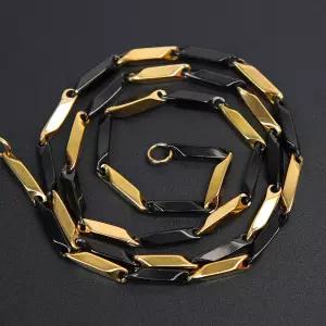 체인목걸이 콤비 대나무 써지컬스틸 골드+블랙