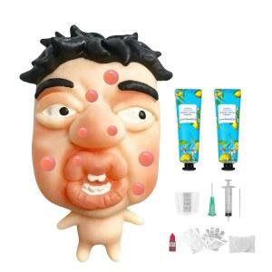 여드름 팝핑 스트레스 해소 피젯 장난감 재사용 가능한 실리콘 여드름 포퍼 세트 부드러운 감각 압박 장난감, 리필 키트 포함하여 책상 릴랙스를 위한 폭발 놀이 만족 대형 사이즈 (그럼프페이스)