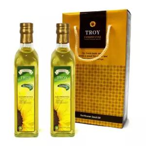 트로이 해바라기씨유 500ml 2P 글라스 최고급식용유선물 설날선물세트 식용유