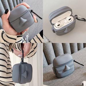 [유니커블]에어팟프로 케이스 3세대 특이한 모아이석상 실리콘 키링고리 세트 무선 유선 충전 커버 악세...