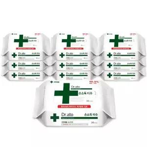 닥터아토 손소독티슈 20매 x10팩 휴대용 알콜티슈 세정제균