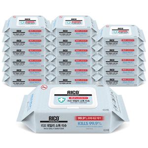 리꼬 데일리 소독티슈 캡형 60매 x18개 손소독 세정제균