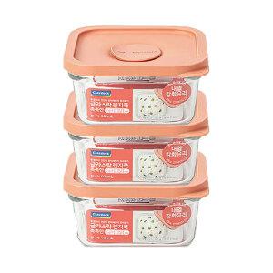 글라스락 햇밥용기 무드브릭  정사각, 440ml, 3개