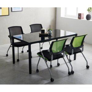 [자르파라]DIY 사무실 강화유리 슬림 테이블 의자 4인 set 1200 책상 회의실 오피스 대형