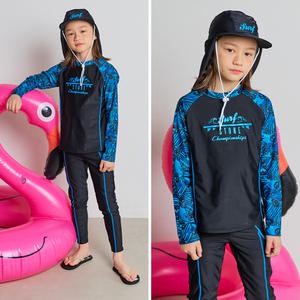 아이스샌드 주니어 아동 남아 래쉬가드 세트+플랩캡 3피스 초등학생 수영복 BR-91006